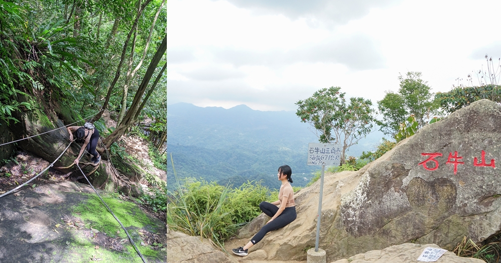新竹爬山景點｜石牛山小百岳~手腳並用垂直陡上、跨越溪流~桃園新竹市景