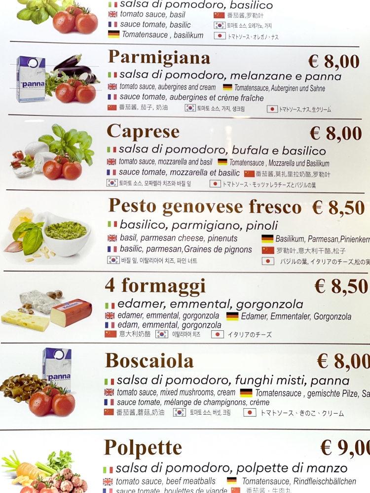 Pasta Pasta菜單Parmigiana Caprese Pesto各口味