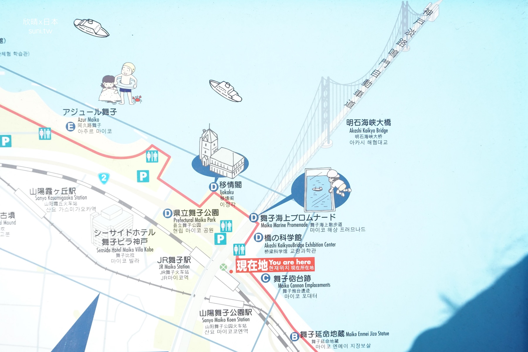 神戶明石海峽大橋x舞子海上步道｜透明海上步道~神戶特色景點/交通/地圖
