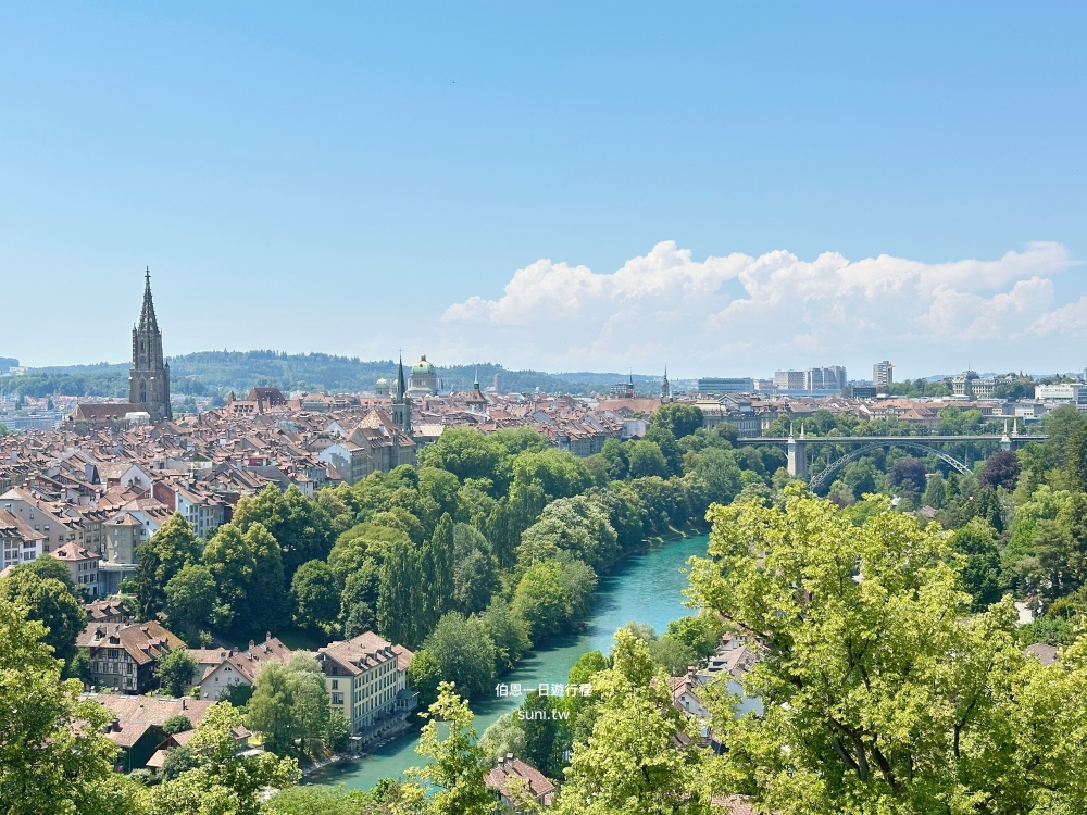 Rosengarten玫瑰園俯瞰伯恩老城區Aare河Münster大教堂全景