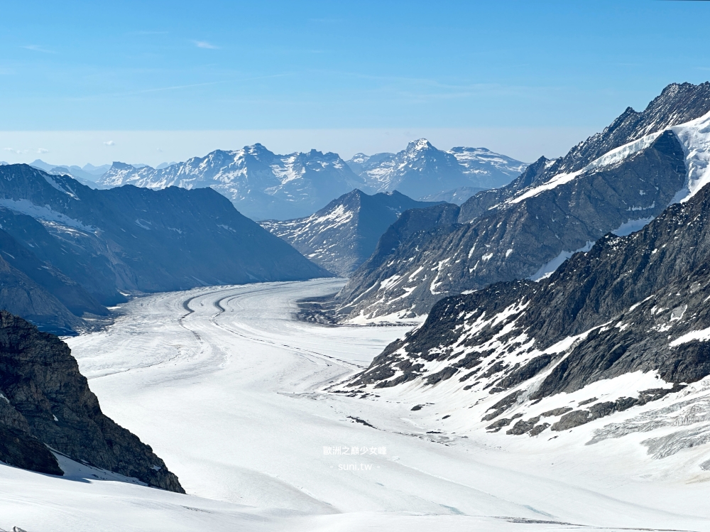 阿萊奇冰川Aletsch Glacier全景從Sphinx Terrace俯瞰歐洲最長冰川