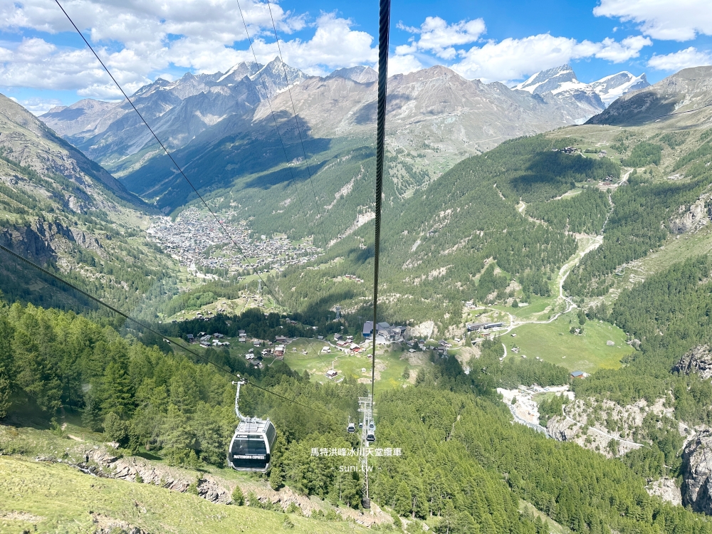 Matterhorn Express纜車俯瞰策馬特山谷全景