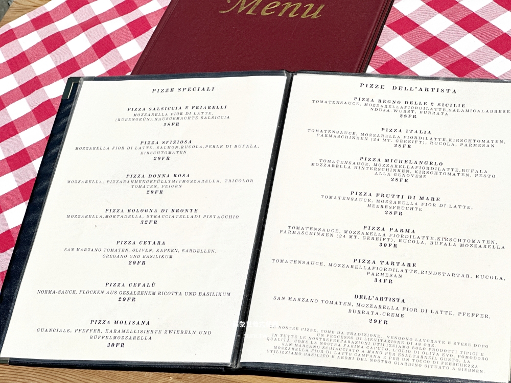 L'Artista Zürich菜單披薩價格CHF25-34 Pizze Speciali Dell'Artista