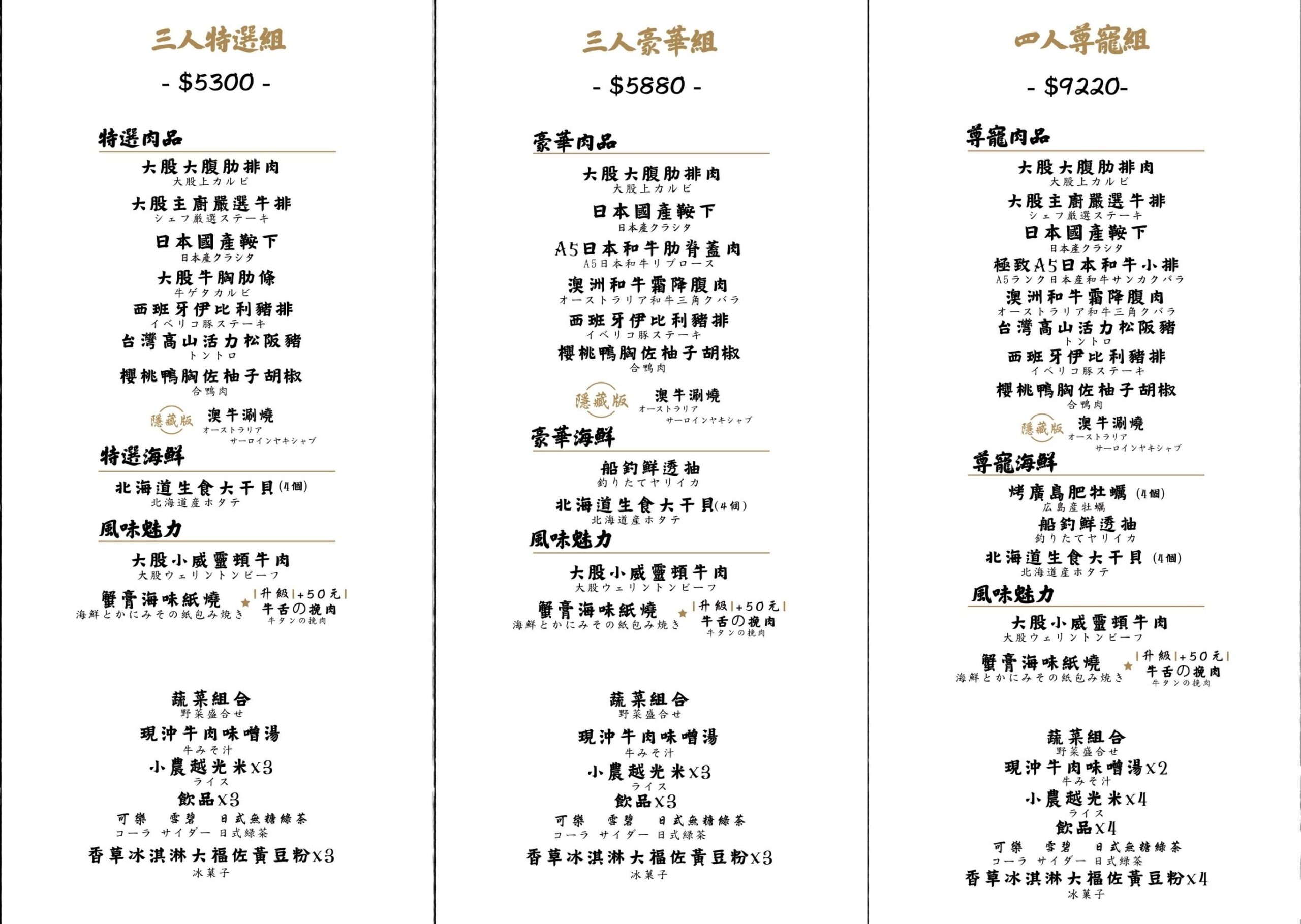 大股熟成燒肉竹北店｜新竹聚餐推薦。日本A5和牛熟成~貼心桌邊代烤服務(菜單價位)
