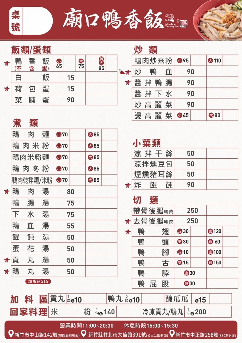 新竹小吃 | 廟口鴨香飯。城隍廟飄香多年老店必吃美食(菜單Menu價位)