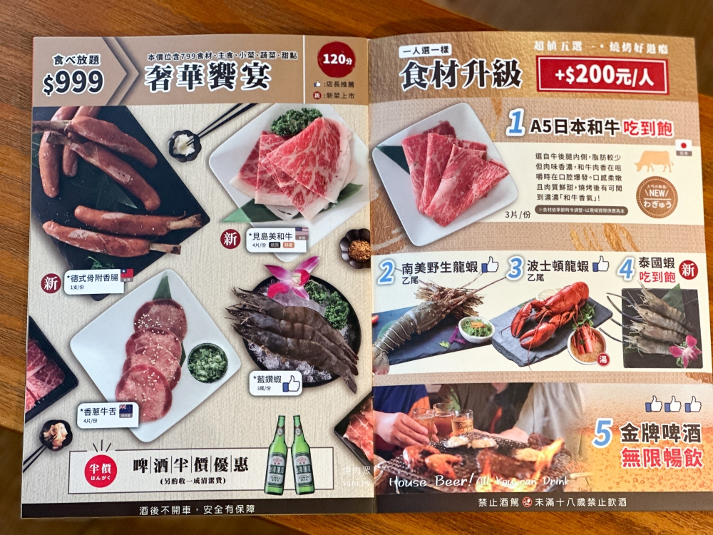 新竹燒肉吃到飽｜燒肉眾。599元頂級饗宴~肉品海鮮甜點評價(菜單menu價位)